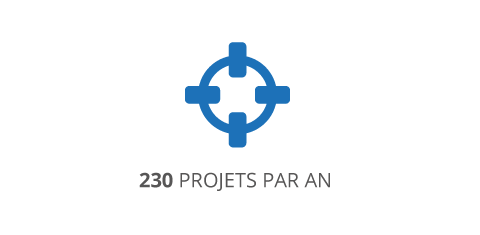 Nombre de projets par an : 230